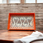 Wooden Hand Painted Serving Tray With Madhubani Art Style